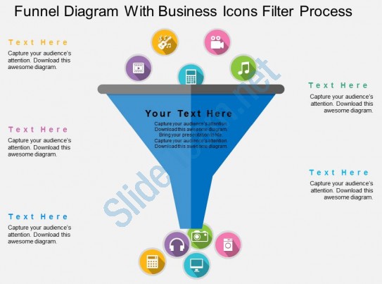 funnel_diagram_with_business_icons_filter_process_flat_powerpoint_design_Slide01